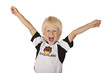 Kleiner Junge jubelt beim Fussball