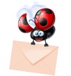 coccinella con busta rosa