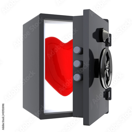 Illustration: heart protected in a safe heart protected in a safe