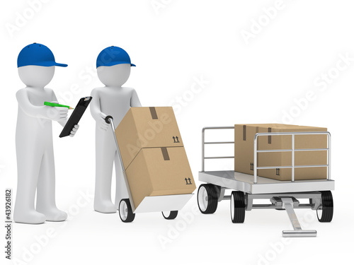 Illustration: courier figure trolley courier figure trolley