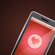 Mobile phone and heart icon vector backgroud
