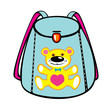 blue school bag with bear