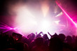 People hands up on music concert, disco party.