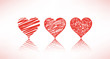 set of scribble hearts