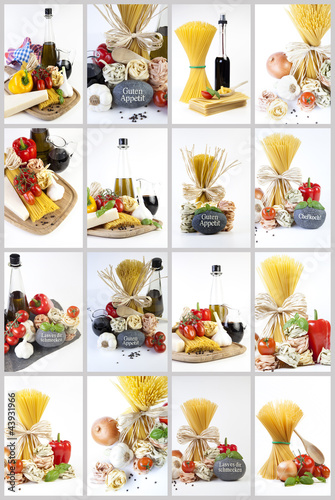 Photo: Mediterranean cooking with pasta and ingredients Mediterranean cooking with pasta and ingredients