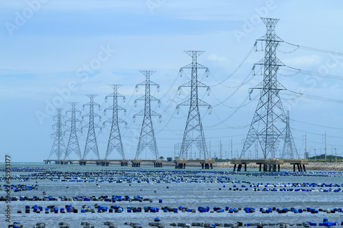 Photo: High voltage power pole in the sea High voltage power pole in the sea