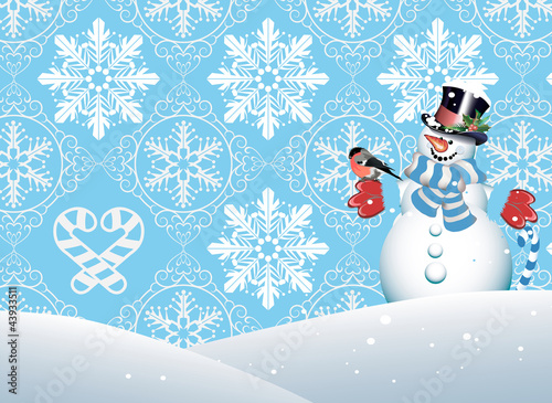Vektor: Christmas background. Snowman Christmas background. Snowman
