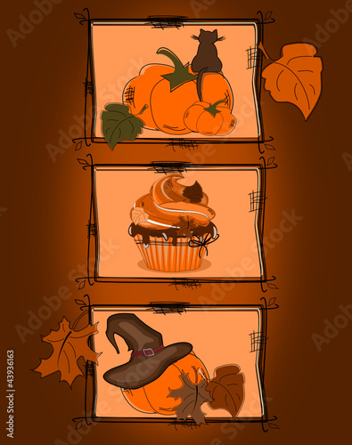 Vektor: Cupcakes, Halloween Party Cupcakes, Halloween Party
