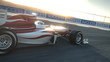 Formula One race car on desert circuit passing camera