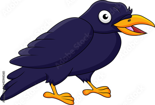 Vector: Happy raven cartoon Happy raven cartoon