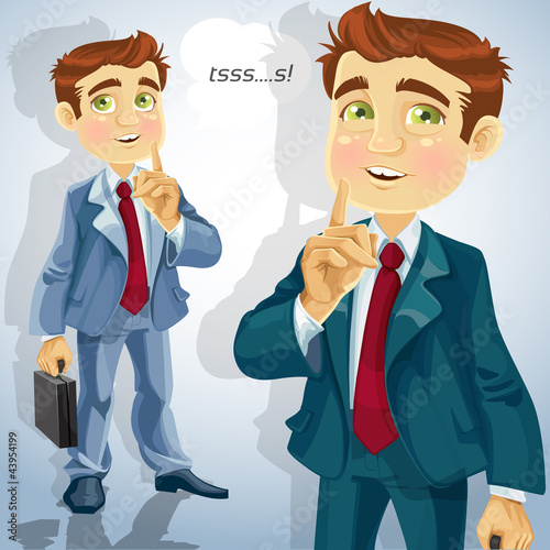 Vector: Cute businessman read a summary of the news Cute businessman read a summary of the news