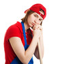 Photo: Serious Girl in Work Uniform Serious Girl in Work Uniform