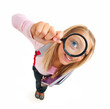 Photo: Funny Schoolgirl Looking Through The Magnifying Glass Funny Schoolgirl Looking Through The Magnifying Glass