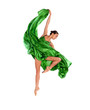 ballet dancer in flying satin dress
