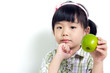 Child with green apple