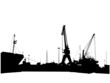 Silhouettes of port constructions