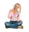 Schoolgirl or Student with Magnifying Glass. Back To School