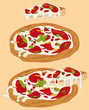 Italian handmade pizza (tomato sauce, mozzarella, pepper, basil)