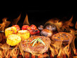 Delicious beef steaks on grill