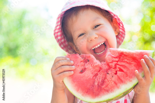 Photo: girl with watermelon girl with watermelon