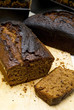 Baked gingerbread with fissured brown crust