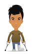 Vector: Cartoon guy with a leg fracture Cartoon guy with a leg fracture