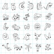 Animal alphabet, pencil draft of the line style