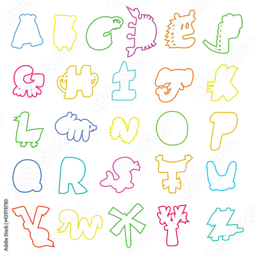 Vector: Cartoon alphabet template Cartoon alphabet template