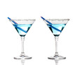 Blue cocktail in martini glasses isolated on white