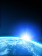 Illustration: Planet Earth with Rising sun with room for text or copy space. Planet Earth with Rising sun with room for text or copy space.