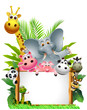 Wild African animal cartoon with blank sign