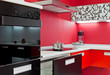 Modern kitchen interior with red decoration