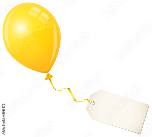 Vector: Flying Yellow Balloon & Beige Label Flying Yellow Balloon & Beige Label