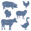 Vector: Farm animals, vector silhouettes Farm animals, vector silhouettes