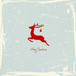 Vektor: Flying Reindeer Red Retro Background Flying Reindeer Red Retro Background
