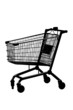 A silhouette of an empty shopping cart