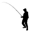 Vector: A silhouette of a fisherman holding a fishing pole A silhouette of a fisherman holding a fishing pole