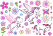 Unicorn Pegasus Fairytale Spring Vector Set