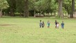 Video: Happy children playing soccer with ball in park Happy children playing soccer with ball in park