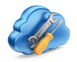 Cloud with tools. 3D Icon isolated on white background