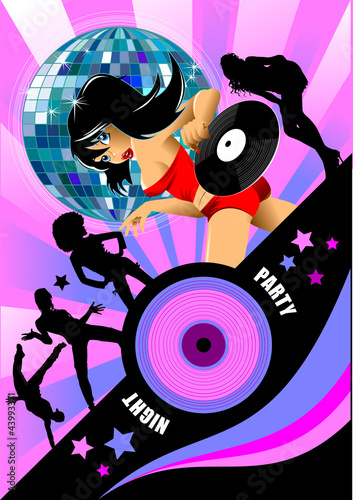 Vektor: best disco in a pink style best disco in a pink style
