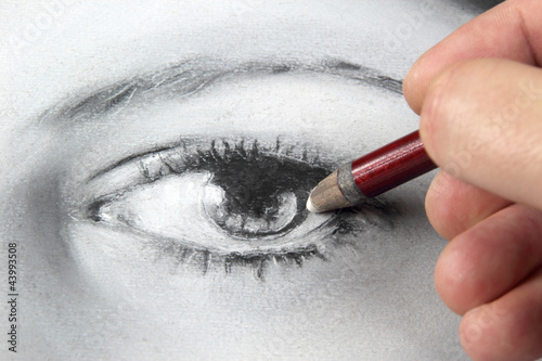 Photo: Drawing a portrait - eye close up Drawing a portrait - eye close up