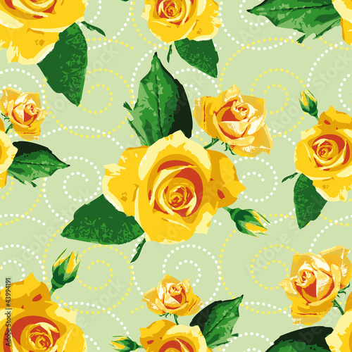 Vektor: Seamless background/pattern with yellow rose flowers Seamless background/pattern with yellow rose flowers