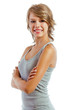 Photo: studio portrait of a beautiful blonde girl with smile studio portrait of a beautiful blonde girl with smile