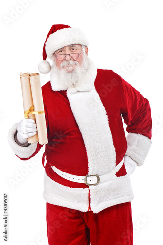 Photo: Santa holding scroll paper Santa holding scroll paper