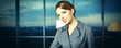 Young sexy  business woman in modern office.