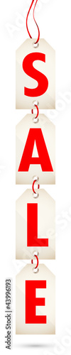 Vektor: "SALE" 4 Red/Beige Hangtags Among Each Other "SALE" 4 Red/Beige Hangtags Among Each Other