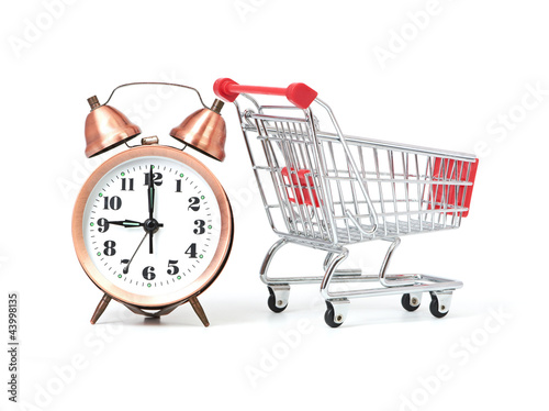 Photo: shopping cart with clock shopping cart with clock