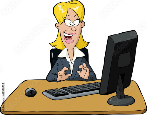 Vektor: Woman at computer Woman at computer