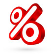 Red/White Percent Sign 3D Sale